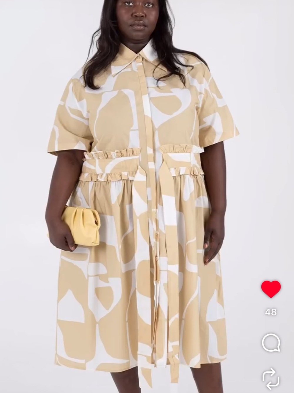 Like new Wray tan white dress abstract deco print